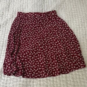 Gilli Burgundy Floral A-Line Skirt